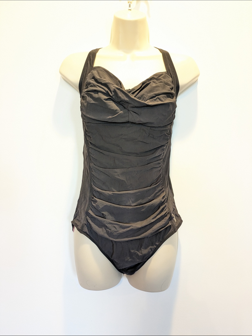 Reebok Black Ruched One-Piece Swimsuit Size 14